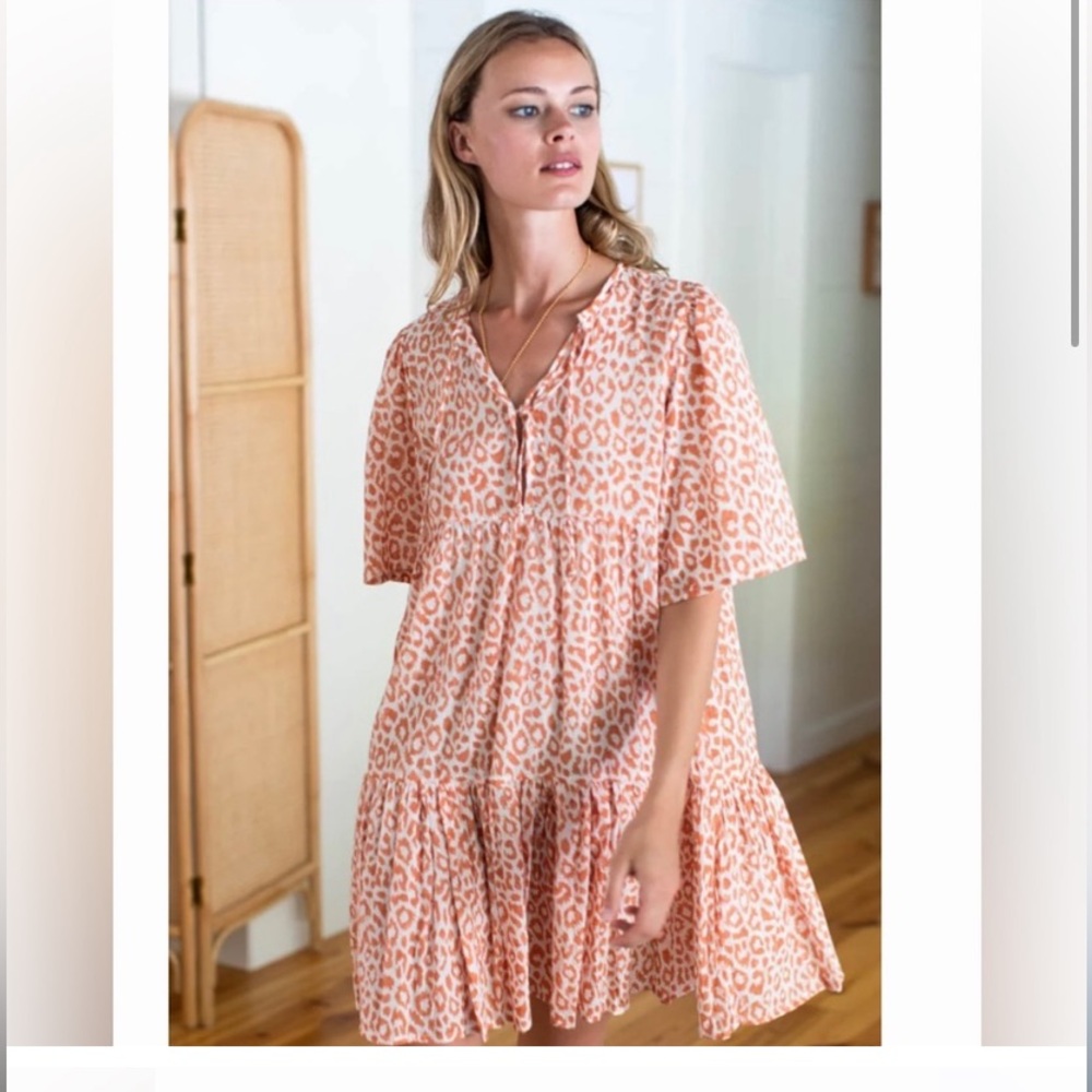 Emerson Fry Isla Dress in Sunbaked Leopard Sz XS/S 100% Organic Cotton
